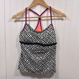 Nike patterned racer back swim tankini